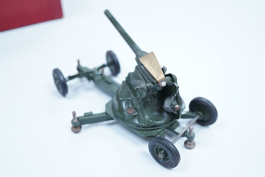 A boxed Britains Anti-Aircraft Unit (set no.2052) display set, comprising of fifteen pieces including; a 12-pdr anti aircraft gun on wheeled mount, a search light, two predictor units, a height finder, a range finder, a